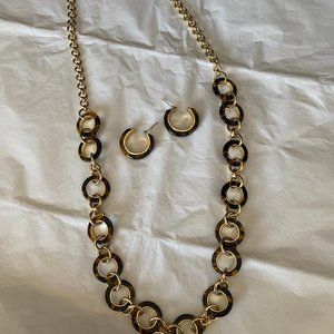 Faux Tortoise Shell Necklace and Earrings